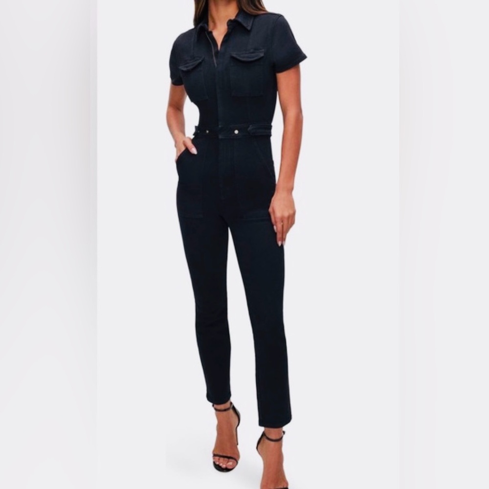 GOOD AMERICAN Black Denim Jumpsuit 2XL